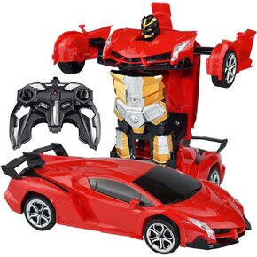 Remote Control Car Transform Robot Car, One Click Deformation, 2.4Ghz Anti-Jamming, 360 Degree Rotation Drift, Christmas Birthday Gift Toys for 3,4,5,6,7,8 Years Old Boys Girls (Frosted red)