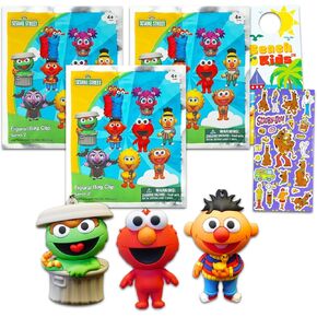 Sesame Street Blind Bags Mini Figures 3 Pack - Sesame Street Party Party Bundle مع 3 Series 2 Sesame Street Mystery Sompurines Plus ، المزيد | مقاطع أكياس شارع السمسم للأطفال