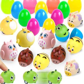 Vanleonet 12 Pack Easter Eggs مليئة بالسيارات للحيوانات ، وبيض عيد الفصح مع ألعاب في الداخل ، وجائزة الفصول الدراسية Surprise Surprise وفضلات الحفلات للأطفال