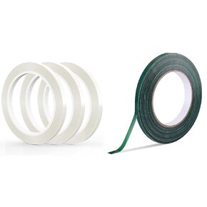Glamfields 3 لفات 1/4 "60yd الأشرطة الأزهار وشريط الأزهار الصافي وشريط الأزهار الأخضر للباقات 0.25" (60 ياردة/180 قدم)