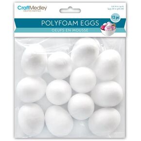 Craft Medley PE001 بيض polyfoam ، 1.77in x1.4in ، 12/pk ، 1.77 "× 1.4"