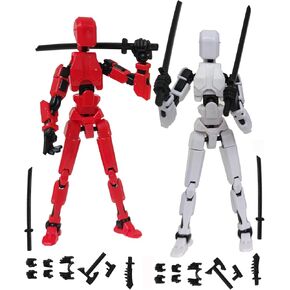 T13 Action Figures ، Lucky Robot 13 ، ثلاثية الأبعاد من الروبوت المتحرك متعدد المفصلات ، ألعاب تململ للأولاد ، ألعاب حسية التوحد ، تزيين سطح المكتب البارد ، الهدايا الإبداعية للأطفال والبالغين （الأصفر الأرجواني）