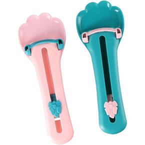 Pokinge 2Pcs Cat Strip Squeeze Spoon, Cute Cat Paw Shape Pet Feeder, Cat Bar Spoon Multifunctional Cat Food Feeding Spoon