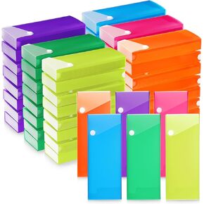 Slider Pencil Case Bulk for Classroom Clear Clear Pencil Boxy مع سحب درج Snap Snap Closure Box صناديق تلوين شفاف منظم متعدد الأغراض للوازم المدرسي (48 جهاز كمبيوتر)