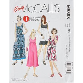أنماط McCall's M5893 Misses '/Women's Dresses في 4 أطوال ، حجم RR (18W-20W-22W-24W)