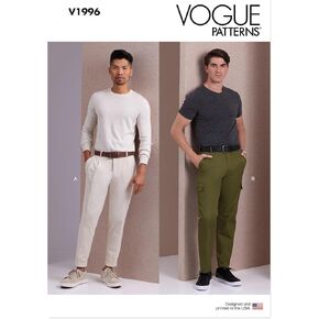 Vogue Men's Slim Fit Tapered Pants Sewing Pattern Packet, Sizes 34-36-38-40-42, Multicolor