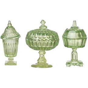 Melody Jane Dollhouse Green Candy Dishes & Lids Chrysnbon Miniature 1:12 Scale الحلي