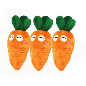 Katartizo 3 Pack Orange Soft Puppy Pet Supplies Crote Carrot Plush Plush Squeaker Sound Sounds Squeaky Toys for Dog Cat عيد ميلاد عيد الميلاد
