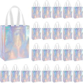 Divina Vitae 24pcs أكياس ثلاثية الأبعاد مع مقبض ، 10.23 × 7.87 × 3.93 بوصة حقائب الهدايا قزحي
