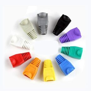RilexAwhile 100 Pcs Black Soft Plastic CAT5E CAT6 Ethernet RJ45 Cable Cap Connector Boots Plug Cover Strain Relief Boots (Black)