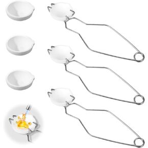9PCS Crucibles for Melting Metal Kit, 6 Ceramic Graphite Crucible Kit Dish Cup 100g with 3PCS Adjustable Whipclip Handle 2A, Melting Metals Like Gold Silver Aluminum Copper Brass, Pottery Tools