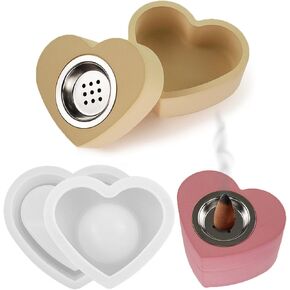 Incense Holder Storage Silicone Resin Mold Heart Shaped Incense Burner Epoxy Silicone Casting Molds for Home Office Yoga Room Car Diffuser, 3D DIY Making Display Decor Crafts