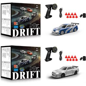 2 PCS RC DRIFT CAR ، 1/43 مقياس 2.4 جيجا هرتز كامل ميني RC REMOTE CONTROL CARM ، سيارة سباق عالية السرعة 4WD مع الأضواء ، إطارات السباق ، RC Model CARS هدية للبالغين ، الأطفال ، الأولاد ، الفتيات
