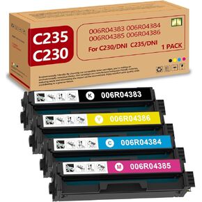 (with Chip) C235 C230 Toner Cartridge High Capacity Compatible with Xerox 006R04391 006R04392 006R04393 006R04394 for C235 C230 C235DNI C230DNI Color Printer (4-Pack, 1BK/1C/1M/1Y)