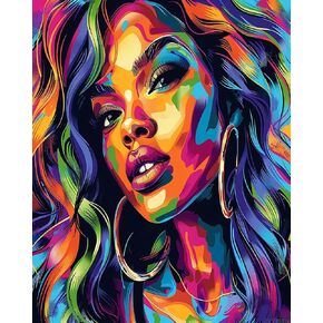 Zuvrdiai Paint by Number for Comple Kit ، Diy Acrylic Paint بأرقام للبالغين المبتدئين ملونة شعر مجعد الأزياء