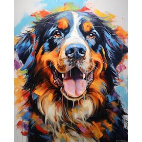 Zuvrdiai Canvas Diy Painting للبالغين المبتدئين ، كلب ماونتن بيرنيز للحيوان ، الطلاء بأرقام مع فرش ودهانات الأكريليك ، 40x50 سم ، بدون إطار
