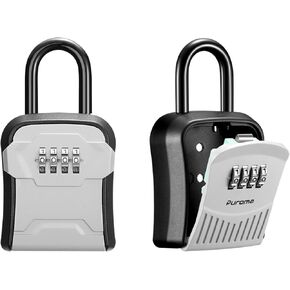 Puroma 2 Pack Lock Box Combination Key Lock Box, Wall-Mounted Portable Storage Lockbox for Outside House Keys, Apartment Realtors Spare Keys Storage
