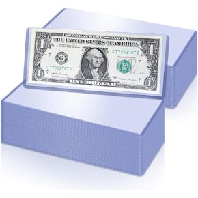 100 حزمة الدولار فواتير الأكمام ، أكمام عملة شفافة PVC ، 6.8 "× 2.9" أحواض حامي الفاتورة لهواة جمع العملات ، أصحاب الأموال للنقد ، الدولار ، هواة الجمع