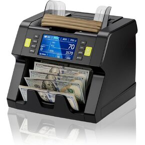 Munbyn IMC21 Money Counter Machine Geanomination ، CIS/UV/IR/MG/MT الكشف المزيف ، العدد التسلسلي ، USD ، MXN ، LBP ، CAD Cash Count