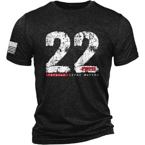 Nine Line 22 A Day Triblend T-Shirt Veteran Lives Matter - Dropline Logo and American Flag on Sleeve - Unisex Patriotic Shirt