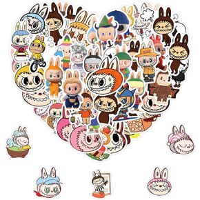 55pcs Labubu Cartoon Stickers for Kids,Cute Cartoon Stickers for Party Gifts,Waterproof Vinyl Sticker for Water Bottle,Laptop,Phone Case,Skateboard,Bicycle