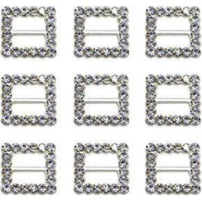 Teensery 40 PCS مربع راينستون مشبك زلقات الفضة المعادن الكريستال الشريط أبازيم لتوفيات DIY الحرفية ، تعبئة الهدايا ، زينة الملابس