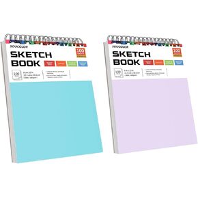 SOUCOLOR 9 "× 12" كتاب رسم أزرق وأرجواني ، 2 حزمة 200 ورقة كراسة ترميامية للفنان للهدايا لعيد الفصح ، عيد ميلاد ، يوم الأطفال ، هدايا عيد الميلاد وفضلات الحفلات