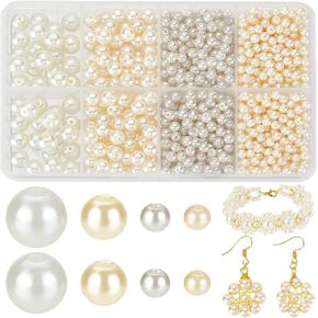 PH Pandahall 900pcs 4mm Glass Peadls - 6 ألوان مقلدة من الخرز لؤلؤة للأساور والقلائد وصنع المجوهرات وحفل الزفاف والديكور المنزلي