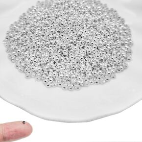 1500pcs 2.5mm النحاس تجعيد الخرز الفواصل المعدنية سدادة الخرز المعدنية جولة الفواصل الخرز الخرز نهايات clamp لصنع المجوهرات DIY ، قرط سوار قلادة （الفضة）