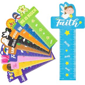 Haooryx Jesus Cross Porkmarks - 100pcs يسوع كروس قياس الحاكم المرجعية إنه يرتفع إلى مجموعة حرف الأطفال الدينية.