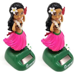 2Pcs Funny Dashboard Decor - Cute Bobblehead Car Dashboard Decorative, Hawaii Solar Dancing Girl for Car Home, Hawaii Gifts, Bobblehead for Learning Education