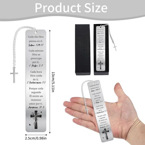 Steel Lion Christian Bookmarks: Scripture Metal Book Mark with Cross Charm, Sturdy Bible Study Accessories for Men, Religious Gifts for Him with Gift Box, Church Supplies for Bible Readers in Saudi Arabia