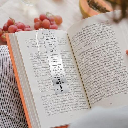 Steel Lion Christian Bookmarks: Scripture Metal Book Mark with Cross Charm, Sturdy Bible Study Accessories for Men, Religious Gifts for Him with Gift Box, Church Supplies for Bible Readers in Saudi Arabia
