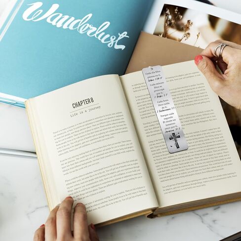 Steel Lion Christian Bookmarks: Scripture Metal Book Mark with Cross Charm, Sturdy Bible Study Accessories for Men, Religious Gifts for Him with Gift Box, Church Supplies for Bible Readers in Saudi Arabia
