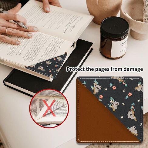 Cute Leather Bookmarks, Fun Triangle Making Corner Bookmark, Book Accessories for Reading Book Lovers, Unbreakable Page Markers for Women Men Cute Koala Flowers in Kuwait