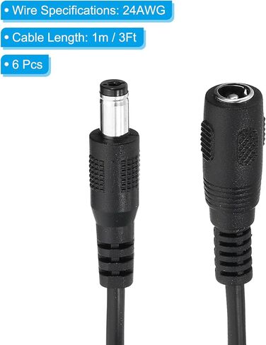 PATIKIL 3Ft Male to Female 3.5x1.35mm DC Power Extension Cable, 4 Pcs 24AWG Wire Adapter Connector Charging Cord for LED Strip DVR Router Camera, White in Saudi Arabia