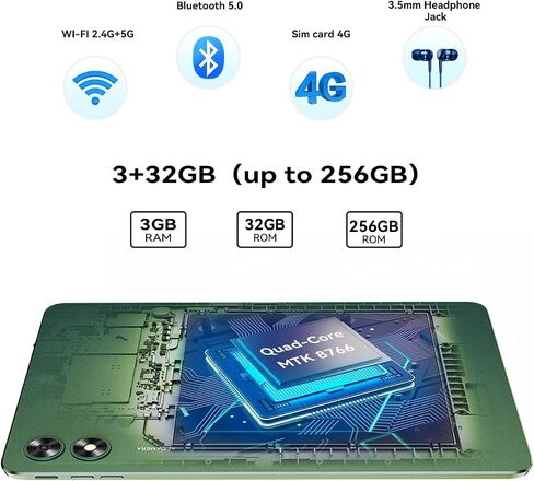 UMIDIGI G3 Tab Android 13 Tablet 2024 with Sim Card Slot, 3GB+32GB 256GB Expand, 2.4/5GHz WiFi, 10.1 inch Tablet with 4* A53-Cortex of 2.0 GHz, 6000mAh, BT, 1280 * 800 Touch Screen, Al Face Unlock in Saudi Arabia
