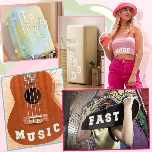 26PCS Chenille Letter Patches Self Adhesive Alphabet Sticker Set for DIY Clothing White Felt Initial Letters Patches with Gold Glitter Border Sew Varsity Letter Patches Stickers for Backpacks Hats in Kuwait