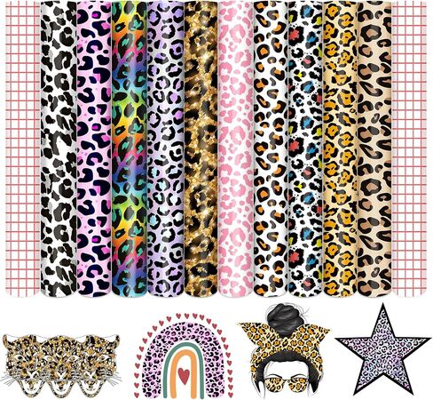 Tintnut Leopard Pattern Permanent Vinyl - 8 Sheets 12"x10" Cheetah Adhesive Sheets Black and White Patterned Permanent Adhesive Vinyl for Cutting Machine,Home Decor Self Sticker in Saudi Arabia