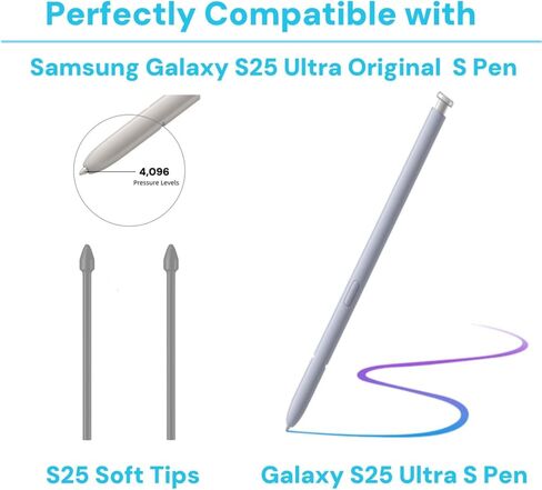 S25 Ultra S Pen Replacement for Samsung Galaxy S25 Ultra Stylus Pen, Light Gray S Pen for S25 Ultra Pen with 5 PCS Tips/Nibs Replacement (Light Gray) in Saudi Arabia