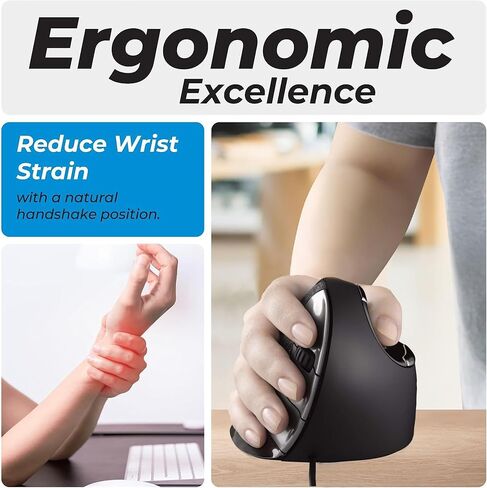 Evoluent – Inventor of The Vertical Mouse – VMDMW Ergonomic Vertical Mouse Right Hand Med USB Wireless, Sculpted for Comfort, Reduces Wrist Strain, 4 Speeds, 6 Customizable Buttons in Windows in Kuwait