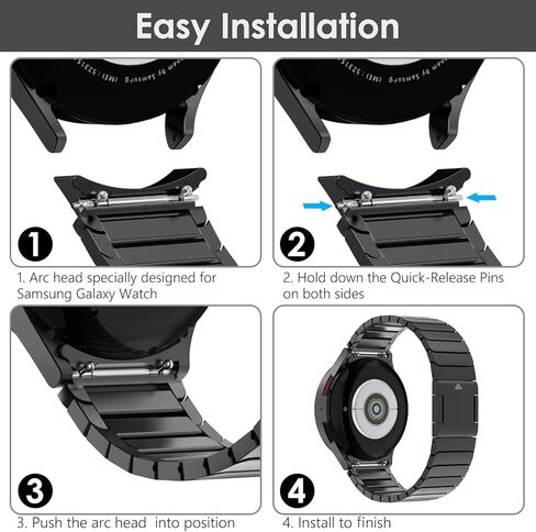 FULLIFE Compatible with Samsung Galaxy Watch 7 6 5 4 Band 40mm 44mm, Stainless Steel Metal with Magnetic Clasp No Gap Band Galaxy Watch 5 Pro/Classic 6/Classic 4/FE for Men 47mm 46mm 45mm, Silver in Kuwait