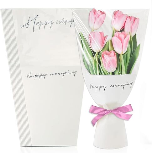 Threetols 20pcs Flower Bags for Bouquets, Kraft Flower Wrapping Bags Paper Floral Packing Sleeves Bouquet Bag for Birthday Wedding Mother's Day Father's Day Graduation Gift Florist Wrap Supply(White) in Saudi Arabia