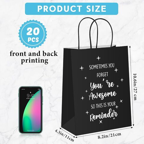 Tenceur 20 PCS Ardergy Gift Facs للموظف ، زميل في العمل ، زميل شكرًا لك مع مقابض - 8.3 × 4.3 × 10.6 بوصة ، حقائب هدايا ورقية لعيد الميلاد ، لحزب الحفلات in Saudi Arabia