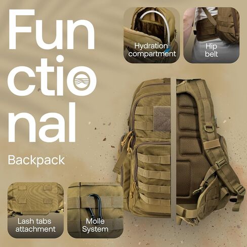 River Road Huntex 40L حقيبة ظهر تكتيكية للرجال والنساء في Ranger Green - على الطراز العسكري للصيد - حقيبة الظهر المشي لمسافات طويلة ومساحات على الظهر - حقائب الظهر التكتيكية في الهواء الطلق ورياضة Mochila Tactica in Kuwait