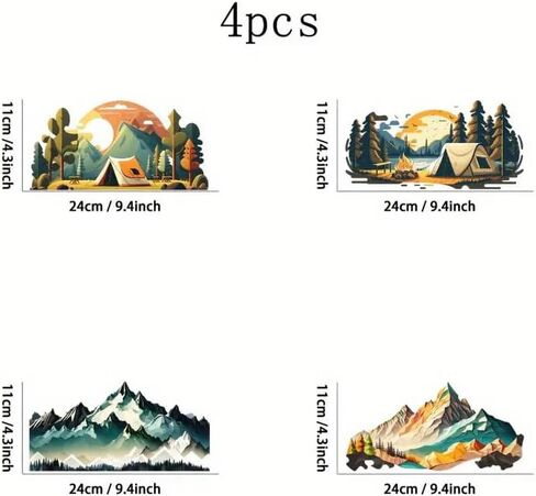 4pcs Mountain & Camping تحت عنوان UV DTF Cup لفات الشتاء UV DTF نقل ملصق مقاوم للماء للكؤوس الزجاجية الحرف اليدوية DIY ， فرك على ملصقات النقل لمياه ماء زجاجة محمول شريحة الخشب in Saudi Arabia