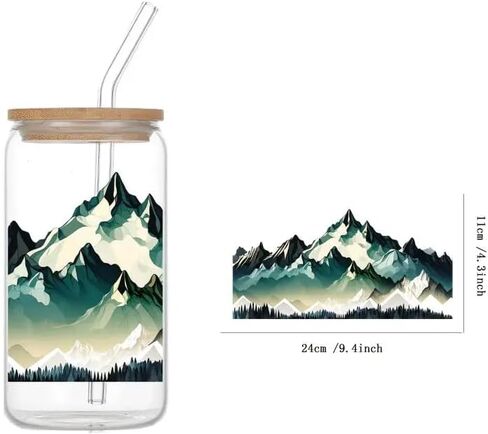 4pcs Mountain & Camping تحت عنوان UV DTF Cup لفات الشتاء UV DTF نقل ملصق مقاوم للماء للكؤوس الزجاجية الحرف اليدوية DIY ， فرك على ملصقات النقل لمياه ماء زجاجة محمول شريحة الخشب in Saudi Arabia