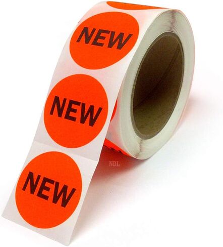 NextDayLabels - Neon Red Color ، ملصقات مستديرة/رائعة لاستخدامها في مراقبة المخزون ، البقالة ، المبيعات ، متاجر الملابس ، الملصقات 2 " - 500 ملصقات لكل لفة ، لفة واحدة لكل حزمة (جديدة) in Kuwait