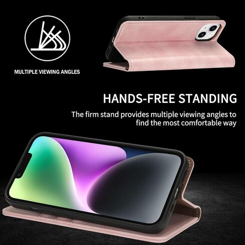 Compatible with iPhone 14 Pro Max Wallet Case with RFID Blocking Card Slots Closure Protective PU Leather Stand Phone Cover for iPhone 14 Pro Max Case Wallet(6.7 inch-Pink) in Kuwait