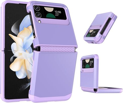 Asuwish Compatible with Samsung Galaxy Z Flip 4 5G 2022 Phone Case Cell Accessories Heavy Duty Slim Rubber Protective Hard PC Anti-Slip Hybrid Cover for ZFlip4 Z4 Flip4 4Z Women Men Black in Saudi Arabia